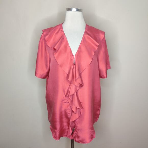 Lerner New York Silk Ruffled Blouse Vintage Button Up - Picture 1 of 9